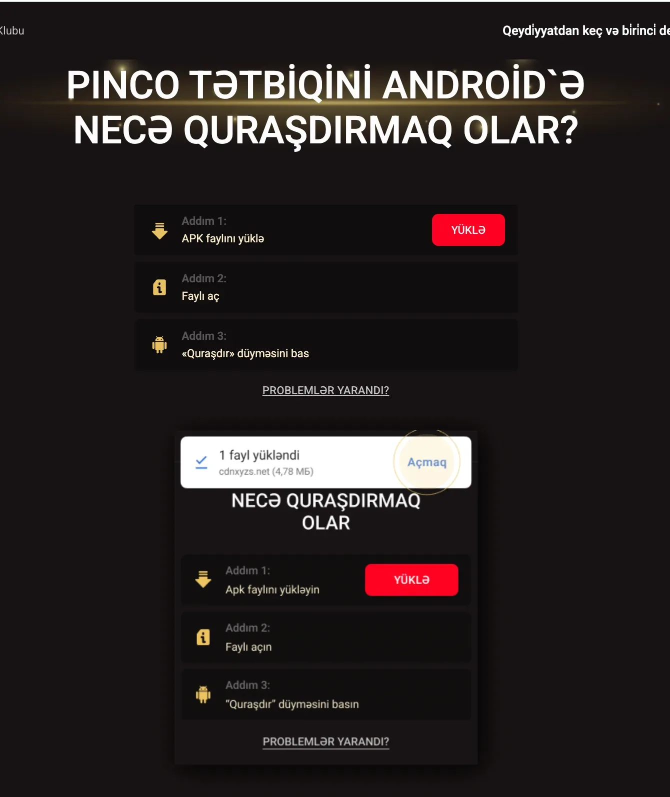 PINCO tətbiqinin Android-ə quraşdırılması üzrə üç addım