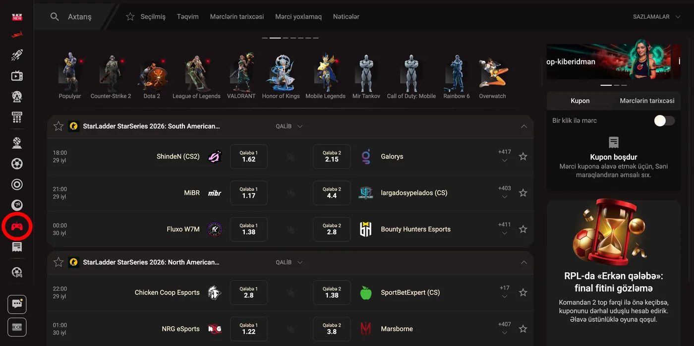 PINCO xəttində kiberidman turnirləri: CS2, Dota 2, VALORANT
